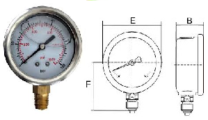 Manômetro / Modelo: Ø 40 mm, Ø 50 mm, Ø 60 mm, - Ø 66 mm, Ø 100 mm,  Ø 150 mm, Ø 200 mm,  Ø 250 mm, Ø 300 mm 